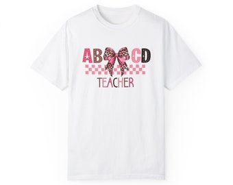 Coquette leraar shirt comfortabele kleuren/trendy terug naar school shirt / coquette roze strik T-shirt / leraar waardering cadeau / First Day Tee