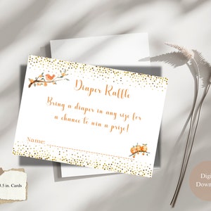 Babyshower luierloterijkaarten, Little Cutie on the way-themakaarten, Instant download-listing