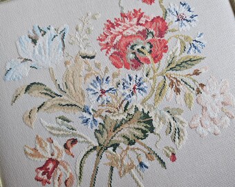 Broderie Crewel Vintage Erica Wilson - Hibou Dans Les Bouleaux Au Coucher Du Soleil, Non Encadrée