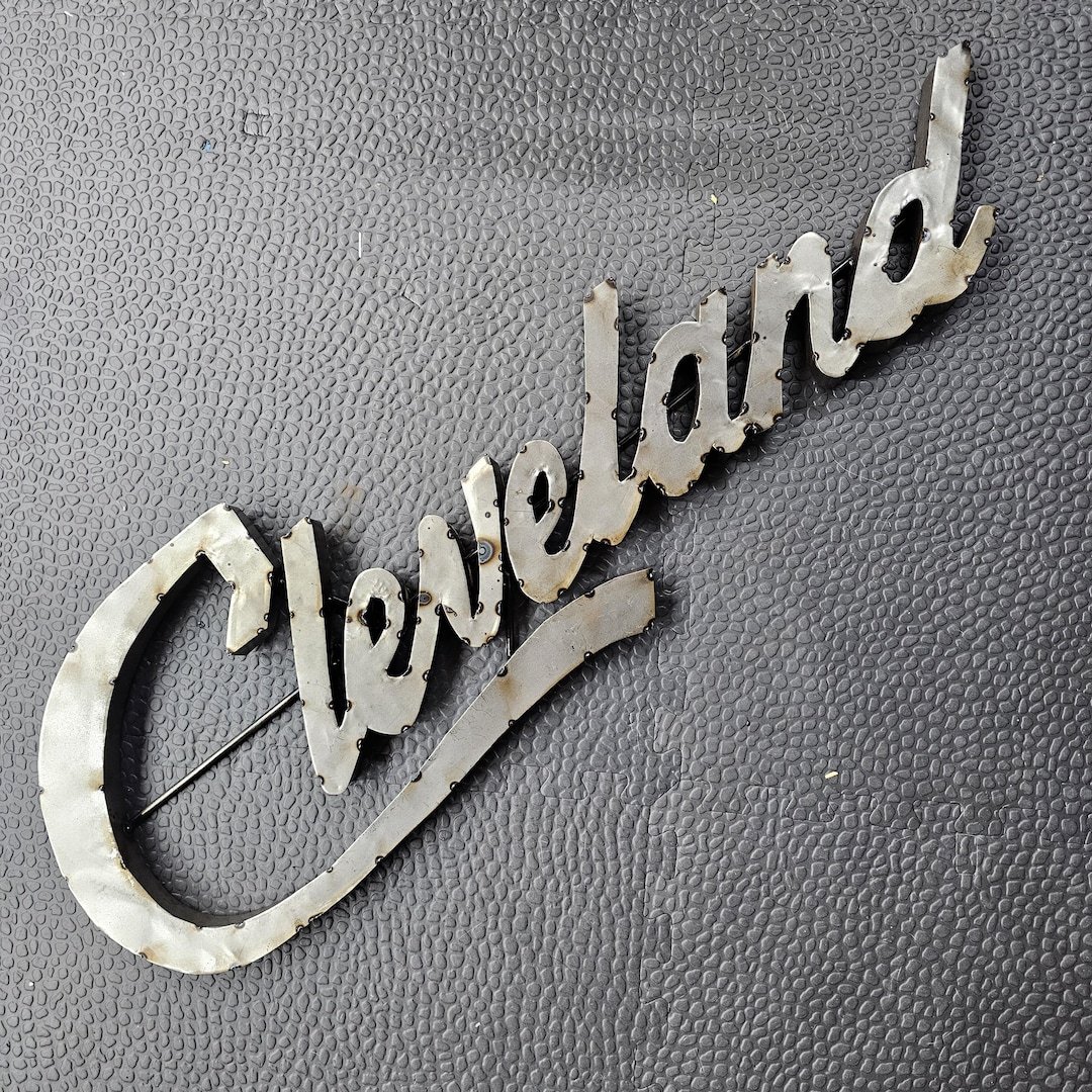 Cleveland Script 3D Industrial Metal Sign 36in. - Etsy