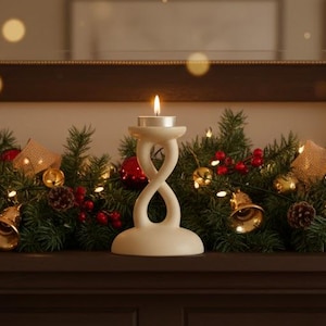 Modern böjd värmeljushållare | Minimalt stöd i STL | Juldekor 3D-modell