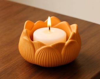 Lotus Flower Candle Holder | Minimalist 3D Printable STL File | Zen-Inspired Decorative Object