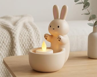 Porta-velas em formato de coelho (STL) • Modelo para impressão 3D • Decoração aconchegante para casa