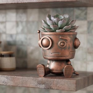 Robot Succulent Planter STL | Sci Fi Flower Pot | Desktop Decor | 3D Printable Gift