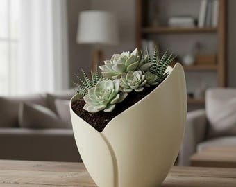 Tulip Leaf Vase STL | Modern Flower Vase for 3D Printing | Decorative Home Decor