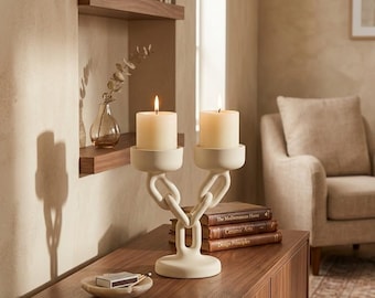 3D Modern Chain Candle Holder STL File -  3D Printable Decor (Digital Product)
