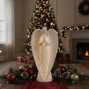 Light Up Angel Statue STL-Datei | 3D Druckmodell, Weihnachtsmantel Dekor, digitaler Download