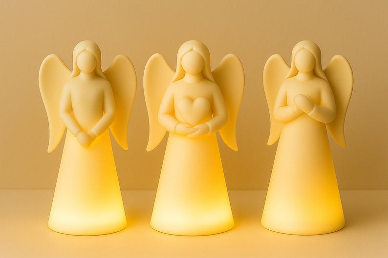 3D Print STL – Light-up Angel Decor Set (3 Pcs) | LED Tealight ...