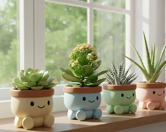Maceta Chibi STL / Maceta Kawaii para Suculentas / Archivo para Impresora 3D / Decoración de Escritorio / Mini Regalo