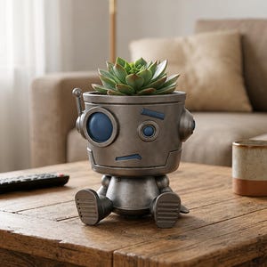 Maceta robot para suculentas (archivo STL) / Maceta de ciencia ficción / Decoración de escritorio / Regalo imprimible en 3D