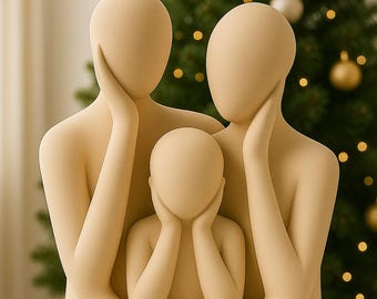 Escultura abstracta de familia STL / Decoración minimalista / Familia moderna de 3 figuras / Modelo digital para impresión 3D - Decoraciones navideñas