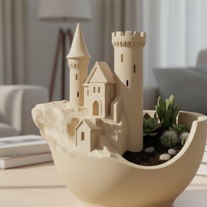 Planter STL – Fantasy Castle Planter | 3D Print Digital Model | Fairytale Decor
