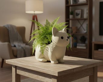 Cat Planter STL – 3D Printable Succulent Pot for Desk Decor