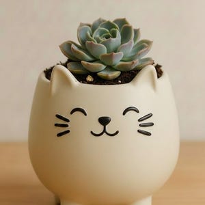 Cat Planter STL | Kitty Succulent Pot | Minimal Support 3D Printable Planter Model