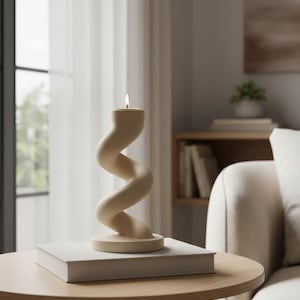 Spiral Tealight Candle Holder STL | Minimalist Twisted 3D Print Model | Sculptural Table Decor