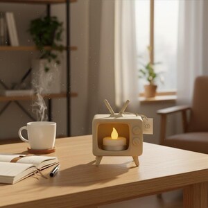 3D Retro TV Tealight Candle Holder STL File – 3D Printable Digital Product
