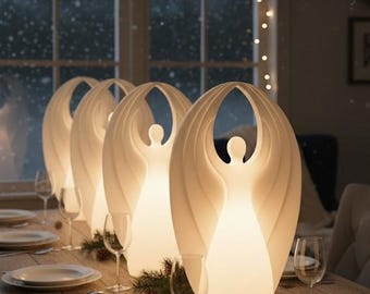 Angel Lamp STL – Christmas Light Decor, Inner Glow 3D Model, Minimal Support Printing