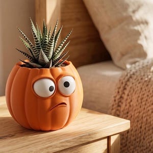 Pumpkin Succulent Planter STL | Halloween Plant Pot | 3D Print File