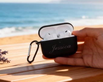 Spersonalizowane etui na AirPods z grawerowanym imieniem, etui Pro/3/2/1 z karabińczykiem, wstrząsoodporne etui ochronne, prezent dla niego