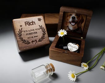 Custom Wooden Pet Memorial Box: Fur Keepsake & Ashes, Personalized Pet Loss Sympathy Gift, Dog Memorial, Cat Keepsake Gift
