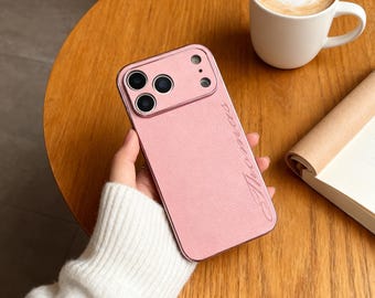 Custom Engraved Leather Phone Case | Monogrammed Initials Phone Cover | Personalized Gift for Her | Mother's Day Gift | Gift for Girlfriend