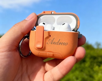 Personalisierte AirPods Hülle, benutzerdefinierte Laser gravierte Kopfhörerhülle aus Harz, Schutzhülle mit Clip, für AirPods Pro 2 3, Geschenk für Sie / Ihn