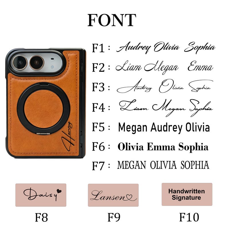 Custom Engraved Case for iPhone Duo, PU Leather Magnetic Kickstand ...