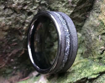 Fede nuziale meteorite Anello in tungsteno Anello di fidanzamento da uomo 8 mm Fede nuziale unica per anniversario Anello di promessa per lui Regalo