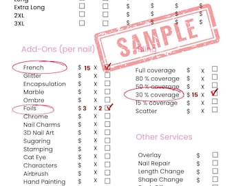 Modello di ripartizione dei costi per onicotecniche, strumento di monitoraggio dei costi modificabile, foglio prezzi riutilizzabile per onicotecniche