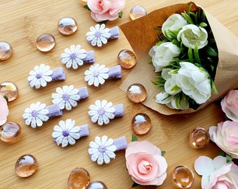 10 stuks-Bloemen babyspeldjes- paars en wit- Haaraccessoires- meisjesspeldjes