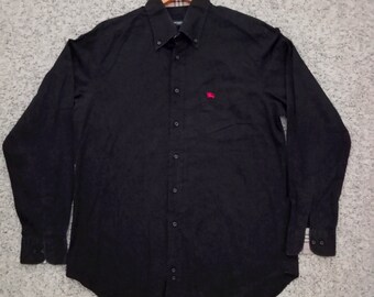 Vintage BURBERRY Nova check Black Button Up Long Sleeve Shirt L