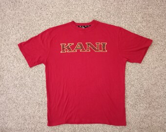 Vintage Karl kani red tshirt Hiphop style shirt oversized Streetwear tee back to School top.
