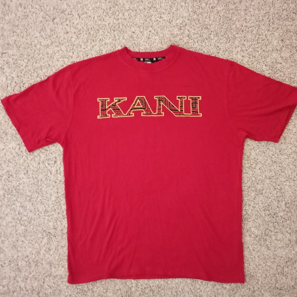 Vintage Karl kani red tshirt Hiphop style shirt oversized Streetwear tee back to School top.