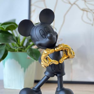 Mickey Mouse Figurine - Deco Figure Black Gold - Artificial Stone Sculpture - Modern Home Decor - Gift - Table Decoration - Living Room