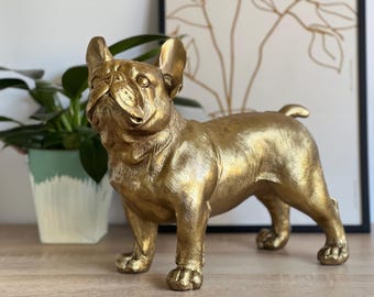 Bulldog Statue - Golden Dog Figurine - Decorative Figure - Animal Figure - Dog Sculpture Table Decoration - Home Decor - Gift Idea - Decor