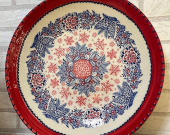 Bowl - Salad bowl with folk art motifs - Ceramic bowl - Fruit bowl - Table decoration - Handmade - Kitchen decor - Ceramic tableware