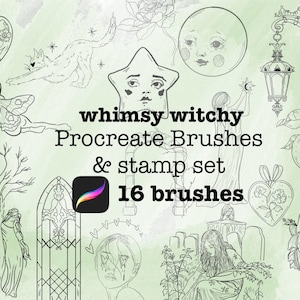 Whimsy Witchy Procreate Brush & Stamp Set – 16 Magical Line Art Brushes for Illustrators, Tattoo Artists,  Creatives