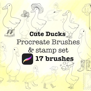 Cute Funny Duck Procreate Stamp Brush Pack - 17 Unique Duck Bird Designs for Digital Art and Tattoos