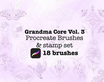 GrandmaCore Vol. 3 – Procreate Brush & Stamp Set | 18 Vintage-Inspired Brushes for Digital Art, Scrapbooking  Illustration