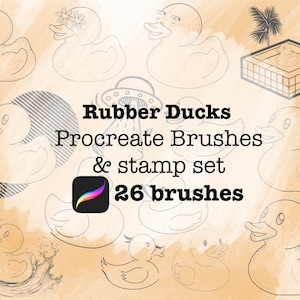 Rubber Duck Procreate Stamp Brush Pack - 26 Unique Duck Designs for Digital Art and Tattoos
