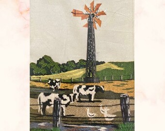 Windmill Meadow, Vintage Crewel Embroidery Kit from Columbia Minerva Stitchery brand