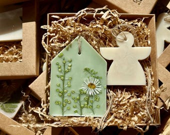 Set de bolsitas perfumadas: pastillas de cera de soja botánica con flores secas