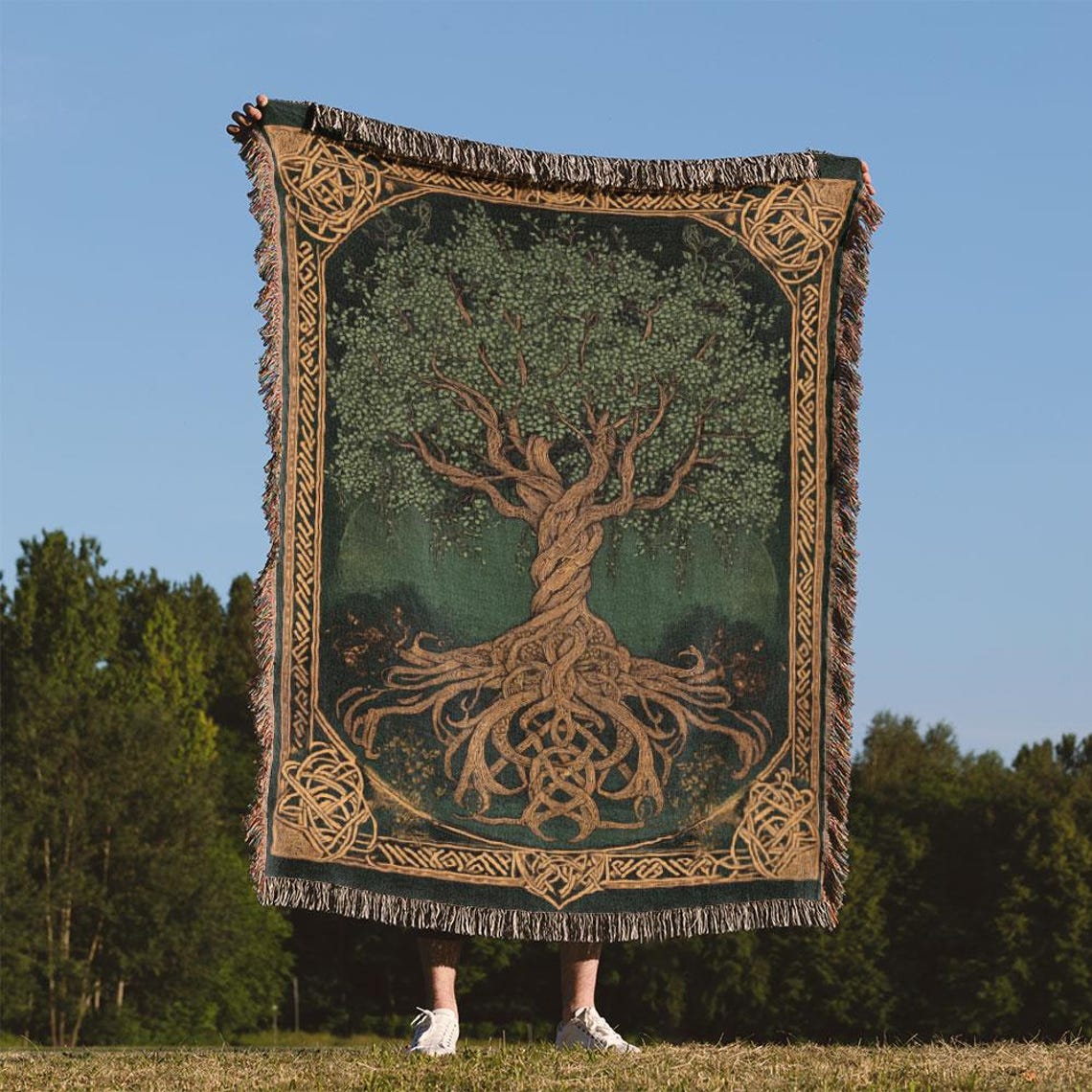 Celtic Tree of Life Art Quilted Blanket NCU0PD037