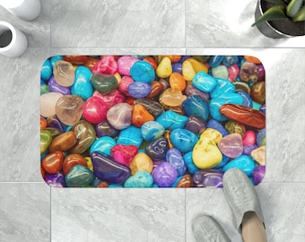 Bathmat Cute Bath Mat Rug With Stones Moss Bath Mat Vintage Bathroom Rug Unique Home Decor Bathroom Decor Retro Bath Mat New Mom Gift