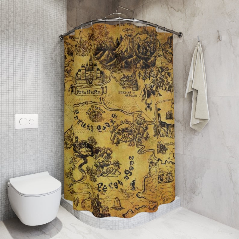 Shower Curtain Legend of Zelda Shower Curtain With Map Zelda Vintage ...