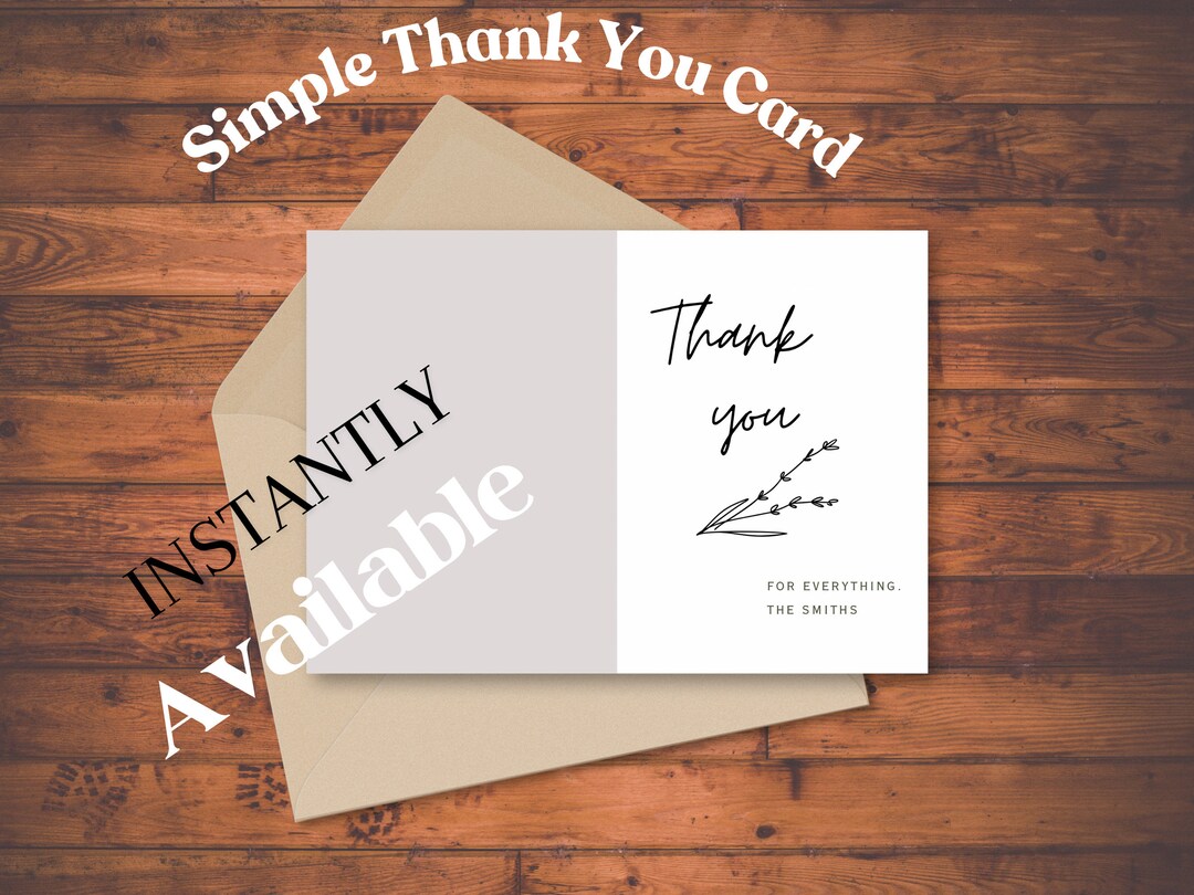 Simple Floral Thank You Card Printable PDF - Etsy