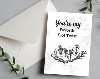 Book Themed Birthday Card | You're my favorite plot twist | Digital Printable Card