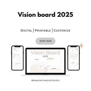 Customizable Digital Vision Board Printable for 2025 | Canva Editable Template | Manifestation & Goal Setting
