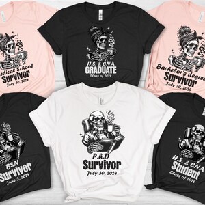 Benutzerdefinierte Abschluss-Shirt, Gruppe personalisiertes T-Shirt, medizinisches T-Shirt, Krankenschwester-T-Shirt, PhD-Shirt, Skelett-T-Stück, Klasse Abschluss-T-Shirt