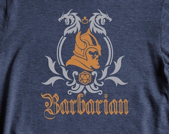 Barbarian Graphic Tee: Medieval Dragon RPG Shirt